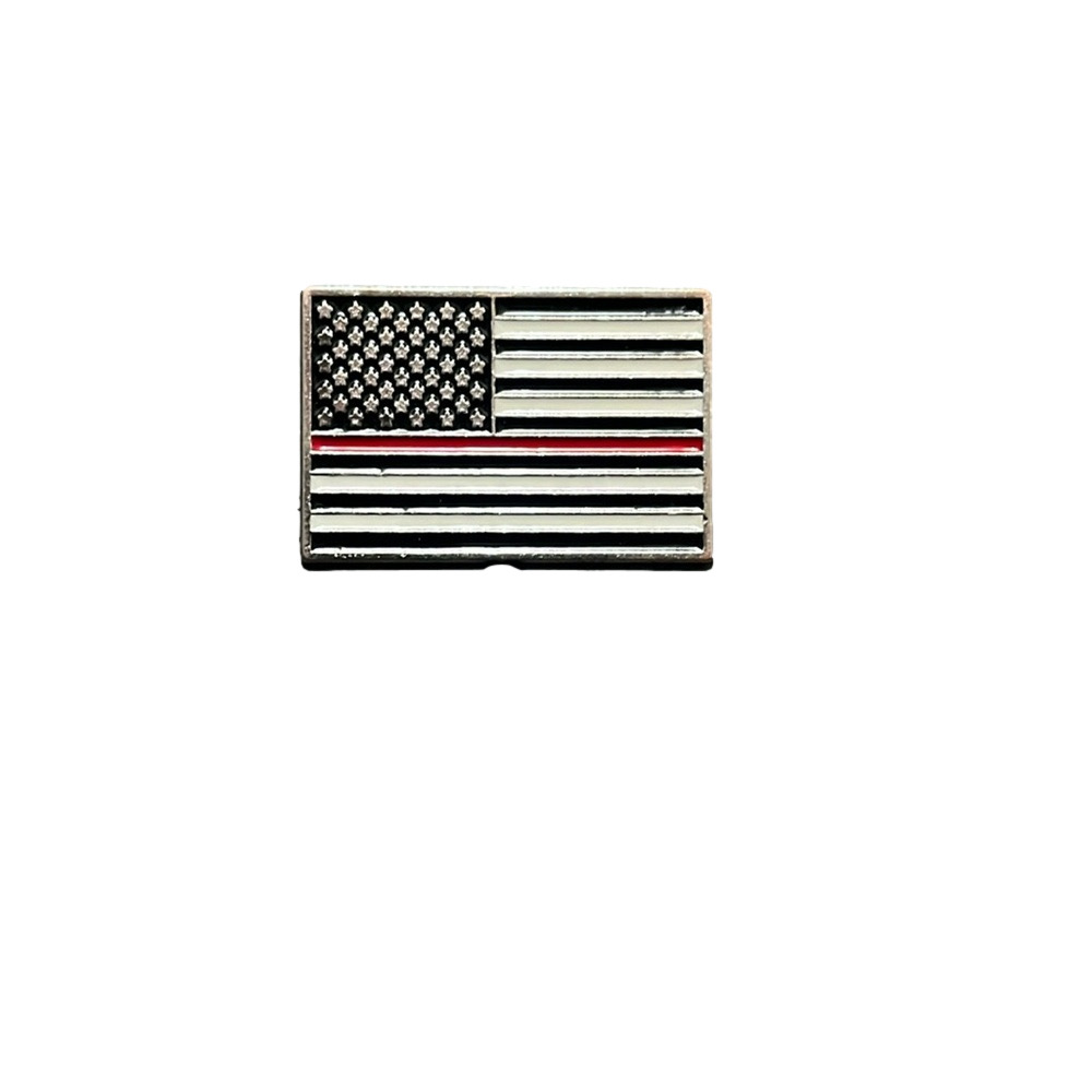 small firefighter red line american flag pin